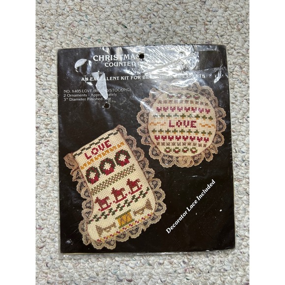 Christmas Ornaments Counted Cross Stitch Kit Nicole Creations Love Stocking 1986 - Picture 1 of 5